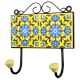 Yellow Turquoise Floral Tiles Hook